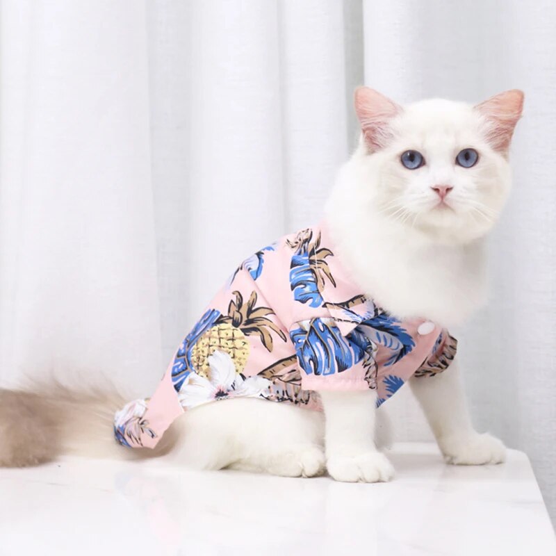 Hawaiian Beach Style Pet Cat T-shirt