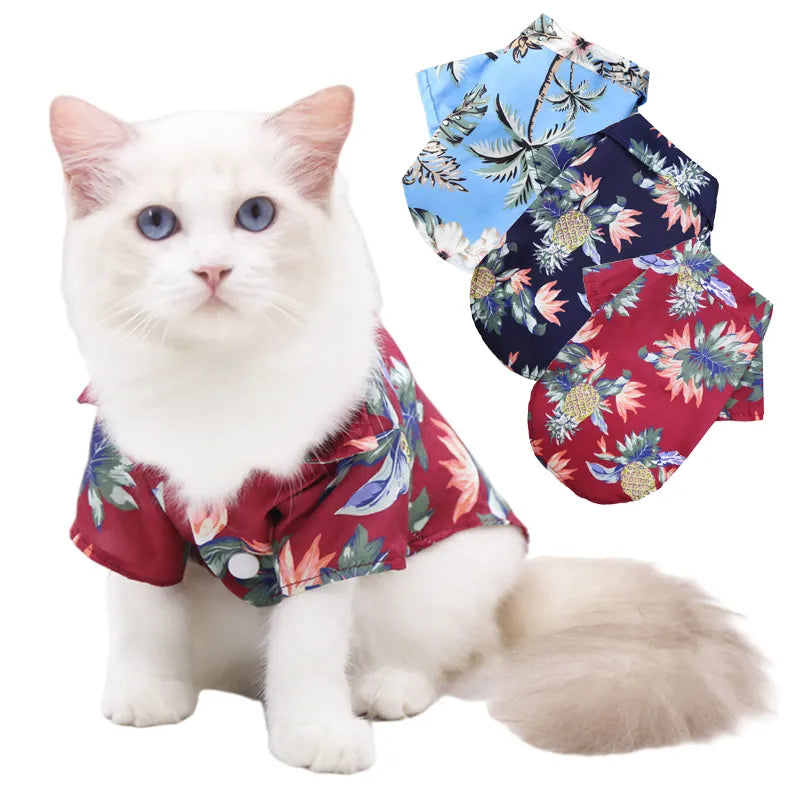 Hawaiian Beach Style Pet Cat T-shirt